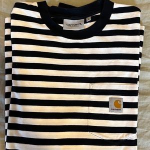 Mens Carhartt WIP long sleeve T-shirt. Color: Blue/White stripes; Size: Medium